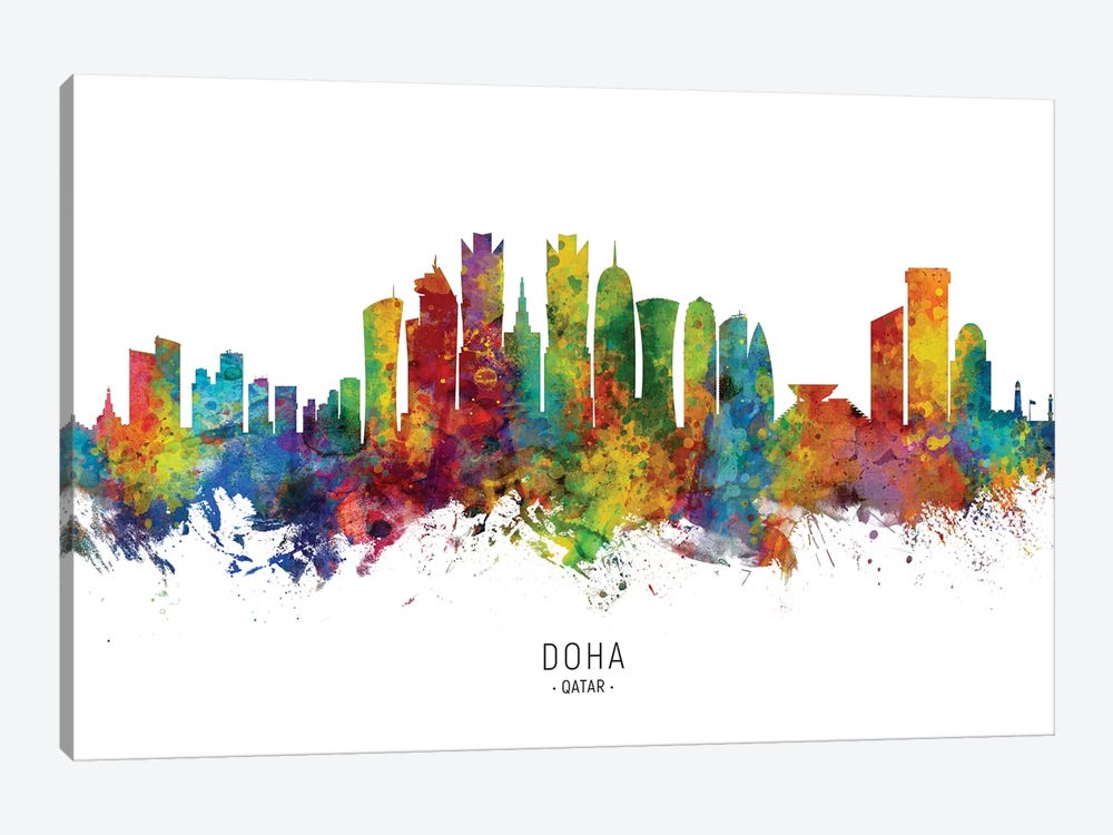 Doha Qatar Skyline by Michael Tompsett 1-piece Canvas Wall Art