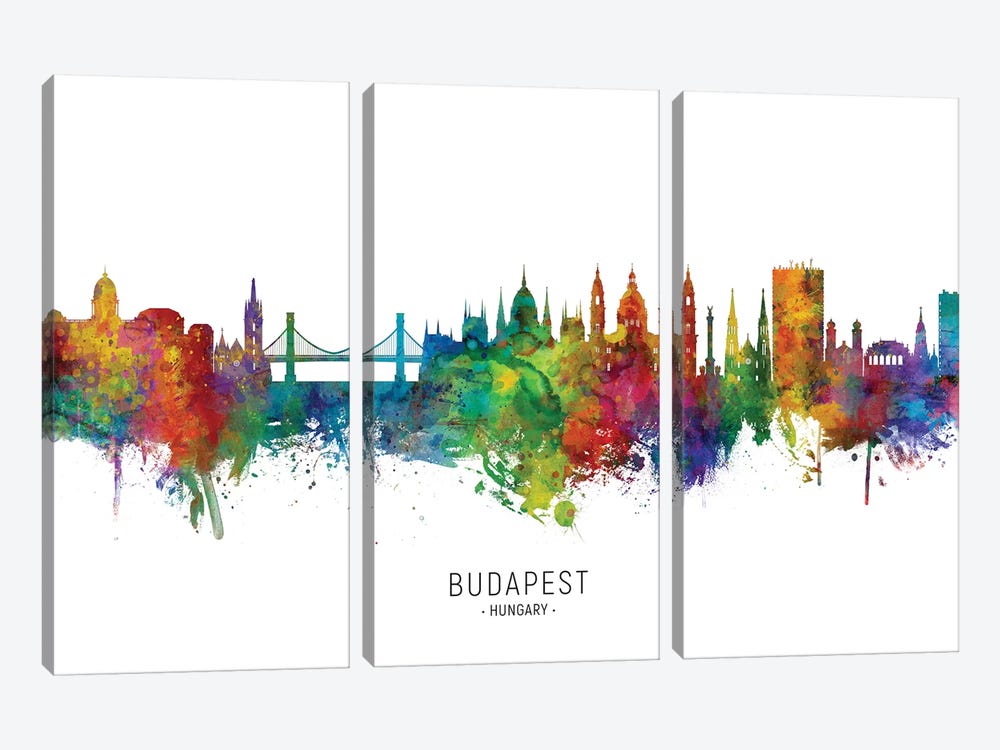 Budapest Hungary Skyline by Michael Tompsett 3-piece Art Print