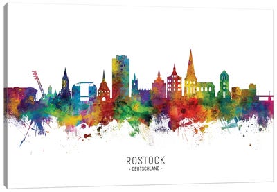 Rostock Deutschland Skyline Canvas Art Print