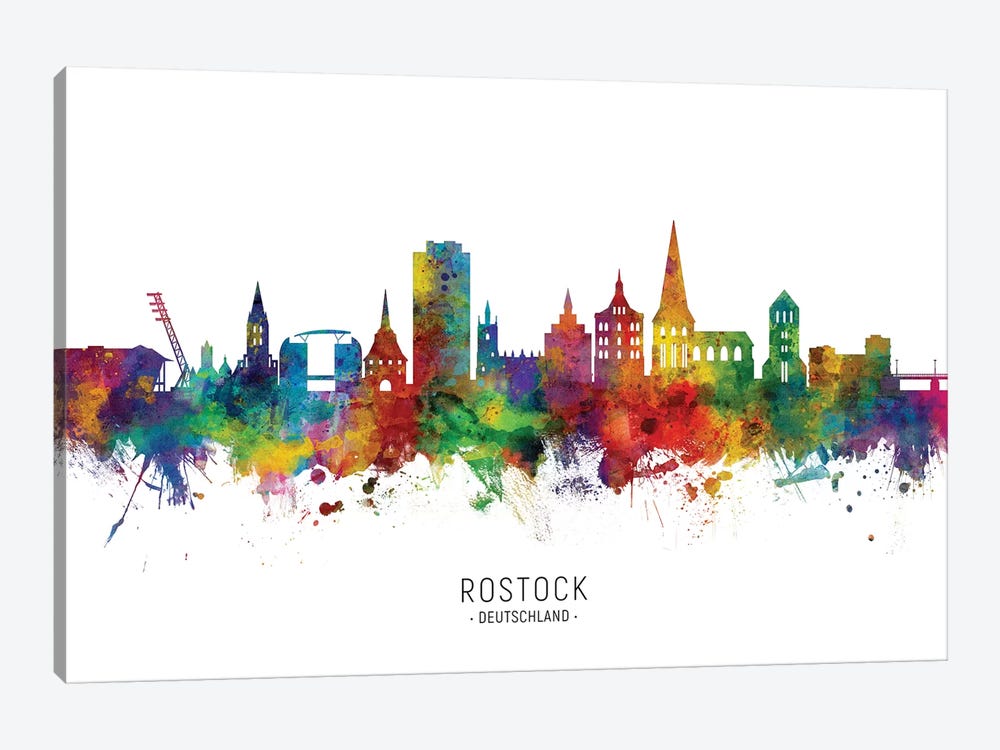 Rostock Deutschland Skyline by Michael Tompsett 1-piece Art Print