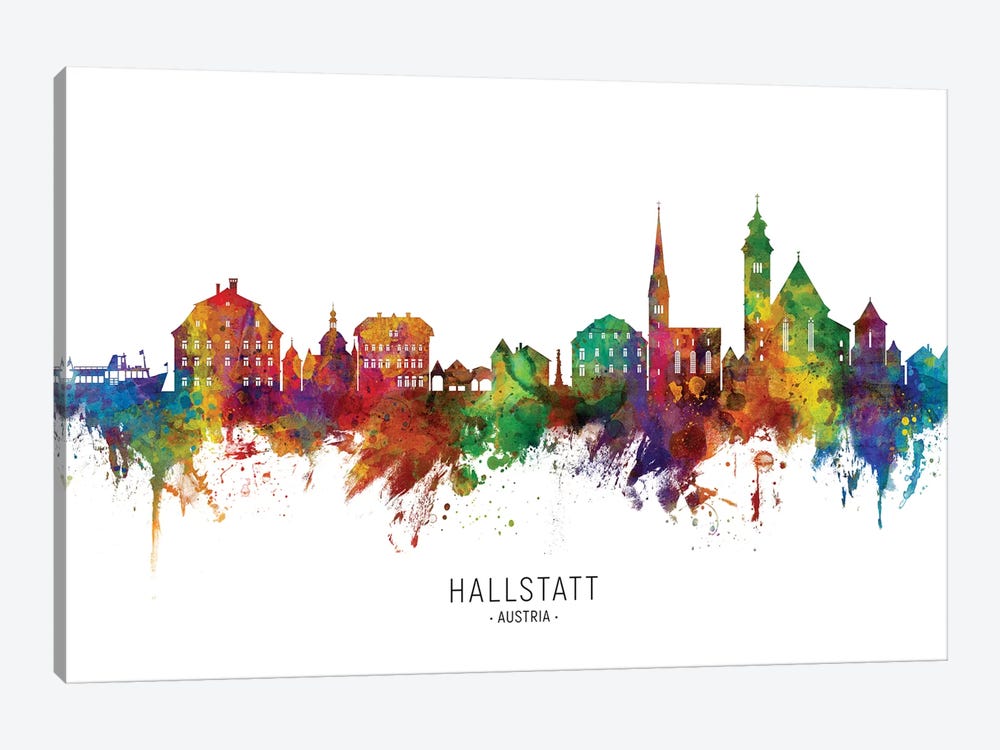 Hallstatt Austria Skyline by Michael Tompsett 1-piece Canvas Art