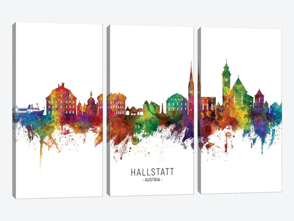 Hallstatt Austria Skyline by Michael Tompsett 3-piece Canvas Wall Art