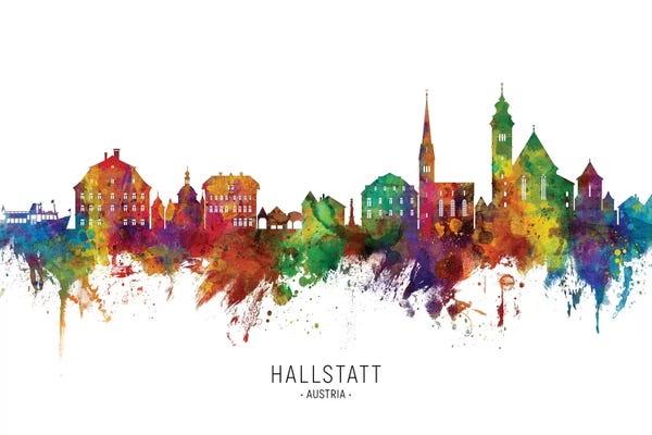 Hallstatt: Hallstatt Austria Skyline by Michael Tompsett