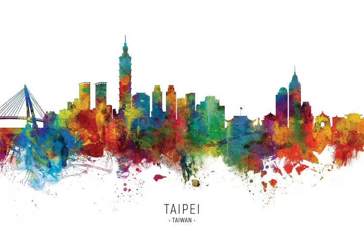 Taipei Taiwan Skyline by Michael Tompsett wall art