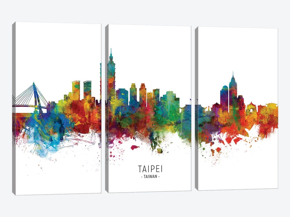 Taipei Taiwan Skyline by Michael Tompsett 3-piece Art Print
