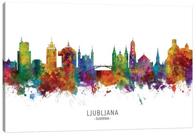 Ljubljana Slovenia Skyline Canvas Art Print