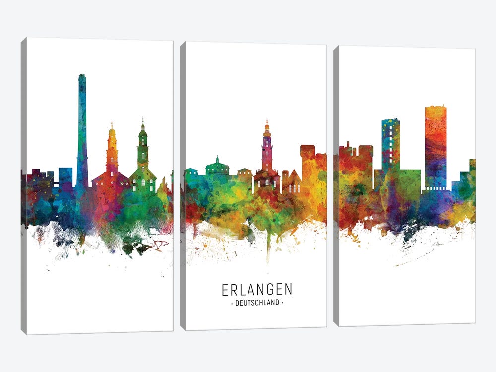 Erlangen Deutschland Skyline by Michael Tompsett 3-piece Canvas Print