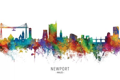 Newport Wales Skyline by Michael Tompsett art print
