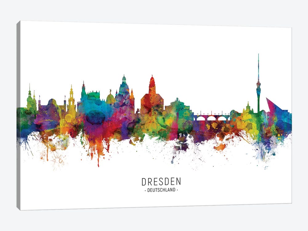Dresden Deutschland Skyline by Michael Tompsett 1-piece Canvas Art