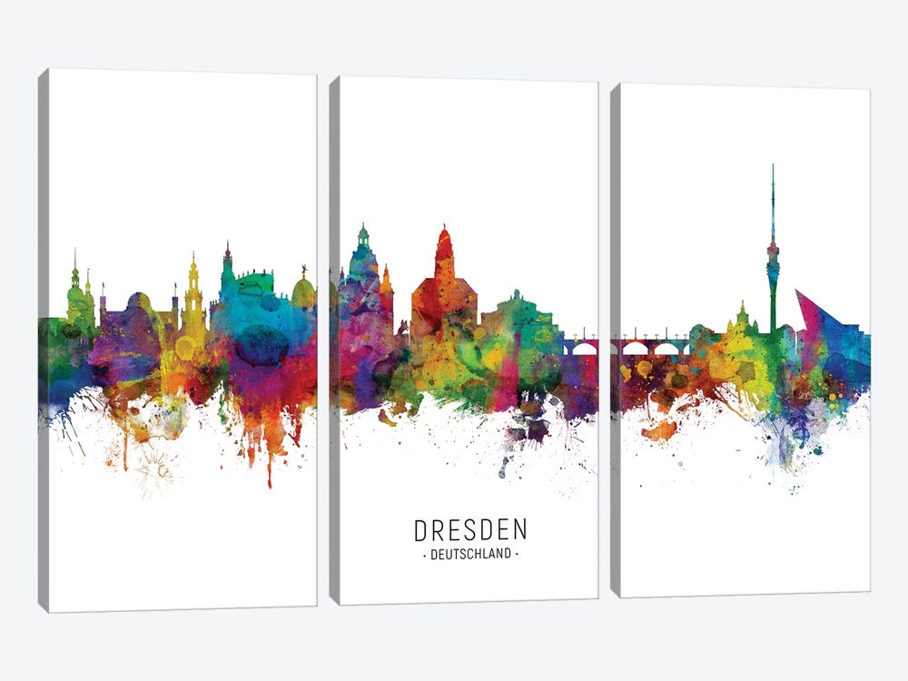Dresden Deutschland Skyline by Michael Tompsett 3-piece Canvas Artwork