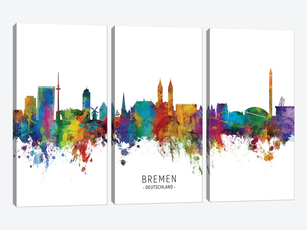 Bremen Deutschland Skyline by Michael Tompsett 3-piece Canvas Artwork