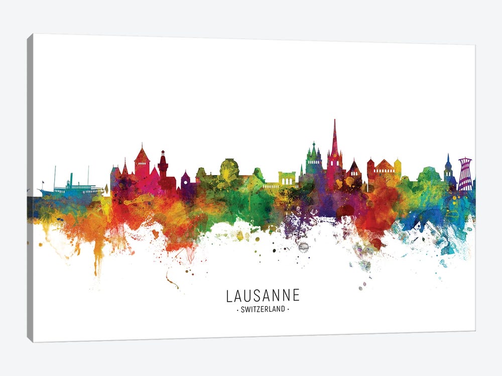Lausanne Switzerland Skyline by Michael Tompsett 1-piece Canvas Print