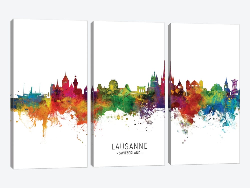 Lausanne Switzerland Skyline by Michael Tompsett 3-piece Canvas Print
