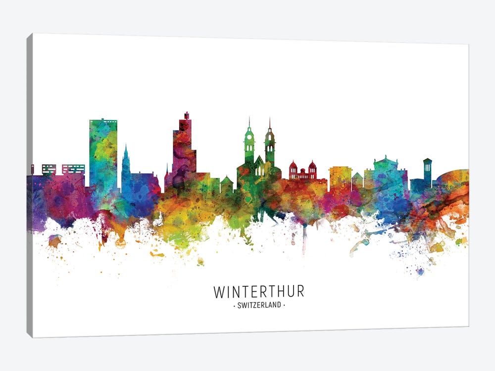 Winterthur Switzerland Skyline by Michael Tompsett 1-piece Canvas Art