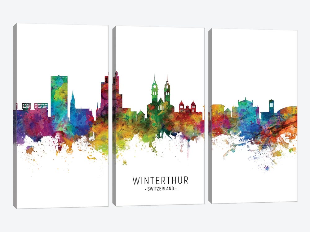 Winterthur Switzerland Skyline by Michael Tompsett 3-piece Canvas Artwork