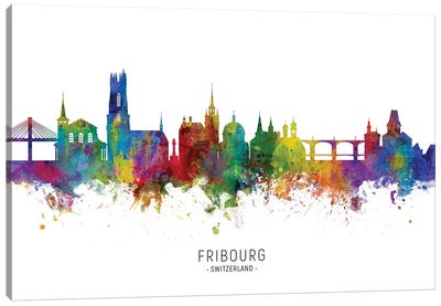 Fribourg Switzerland Skyline Canvas Art Print