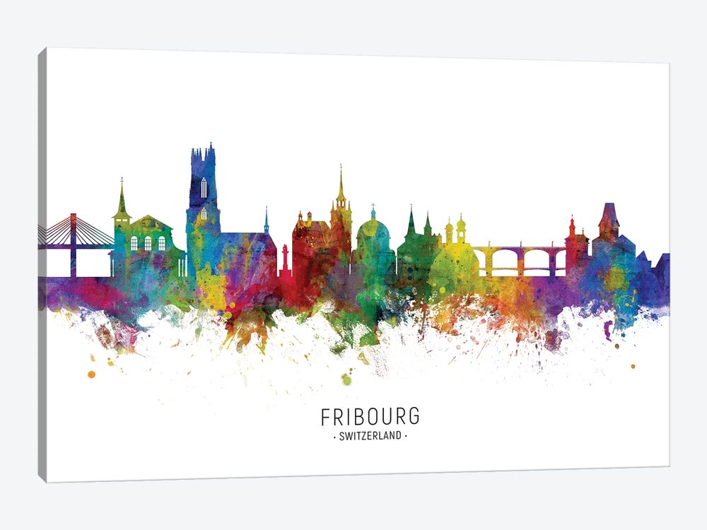 Fribourg Switzerland Skyline by Michael Tompsett 1-piece Canvas Print