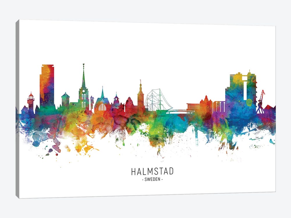 Halmstad Sweden Skyline by Michael Tompsett 1-piece Canvas Art