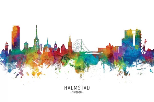 Sweden: Halmstad Sweden Skyline by Michael Tompsett