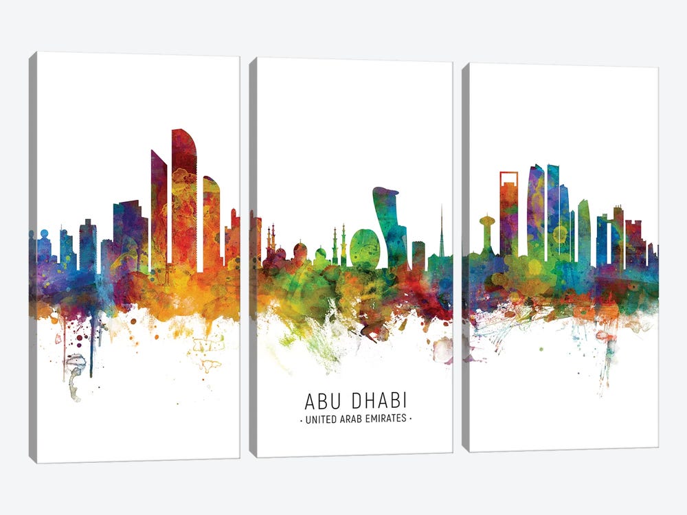 Abu Dhabi Skyline by Michael Tompsett 3-piece Canvas Print