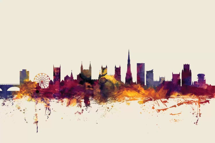 Beige Background Skyline Of Bristol, England, United Kingdom by Michael Tompsett wall art
