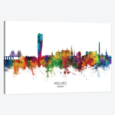 Malmo Sweden Skyline Canvas Print #MTO2190} by Michael Tompsett Canvas Artwork