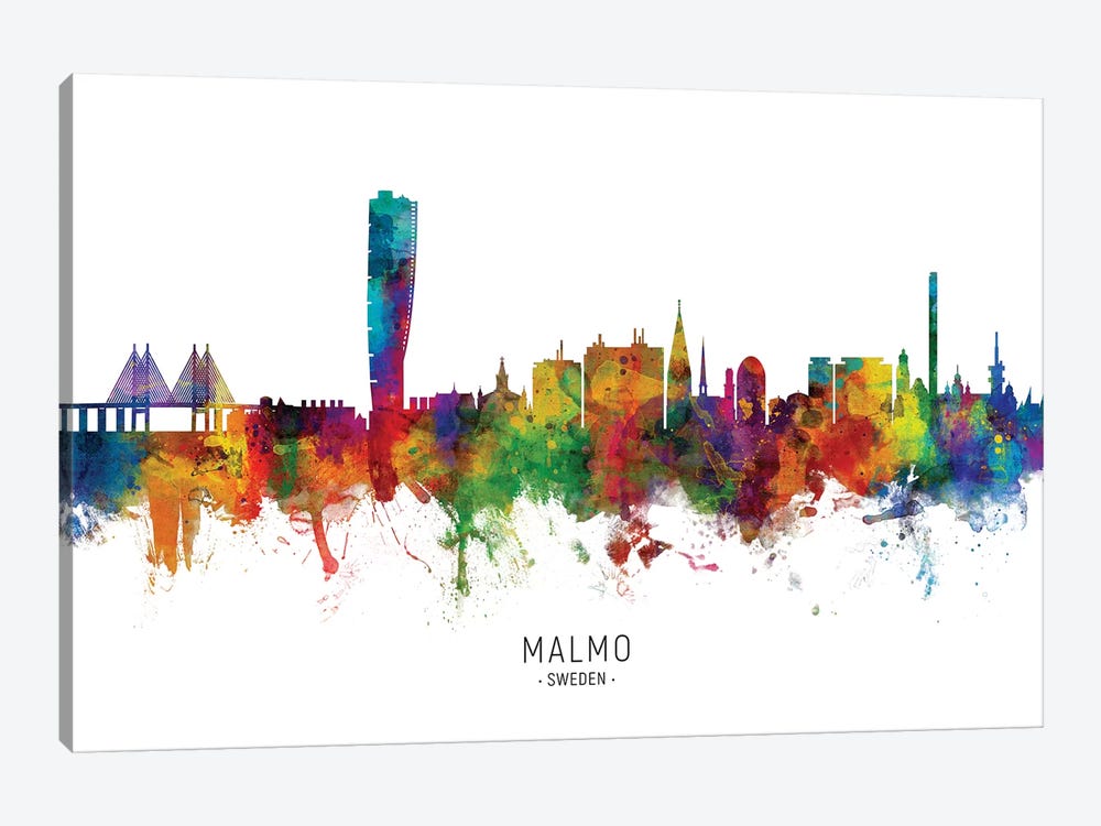 Malmo Sweden Skyline by Michael Tompsett 1-piece Canvas Print