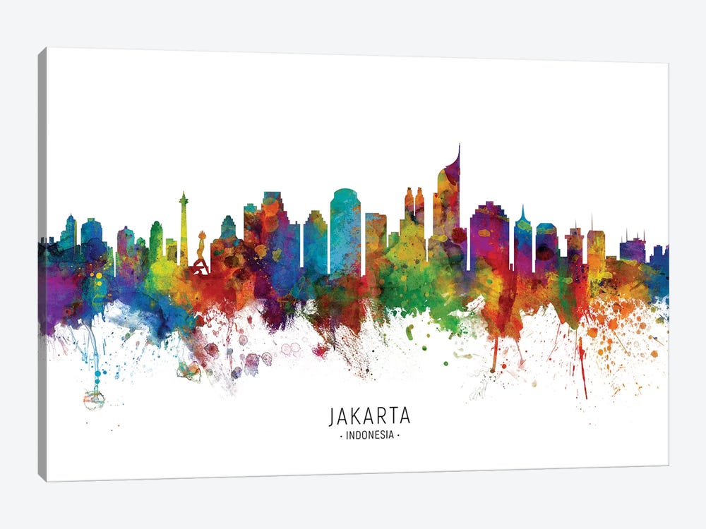 Jakarta Indonesia Skyline by Michael Tompsett 1-piece Canvas Art