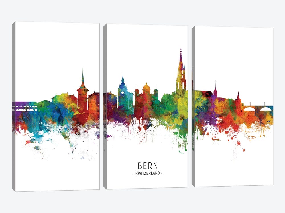 Bern Switzerland Skyline by Michael Tompsett 3-piece Canvas Print