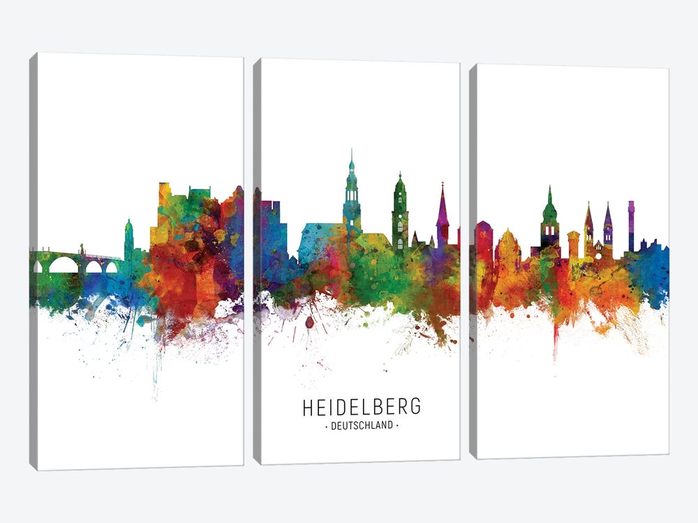 Heidelberg Deutschland Skyline by Michael Tompsett 3-piece Canvas Wall Art