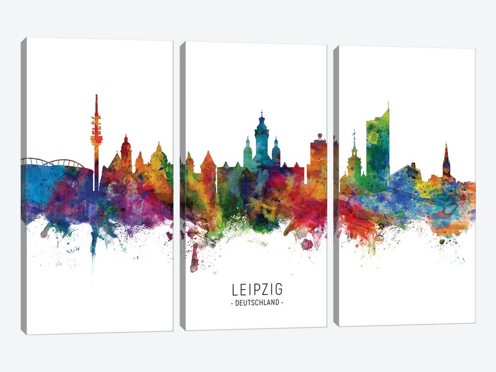 Leipzig Deutschland Skyline by Michael Tompsett 3-piece Art Print
