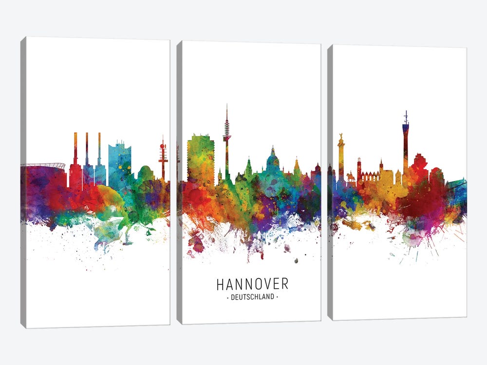 Hannover Deutschland Skyline by Michael Tompsett 3-piece Canvas Wall Art