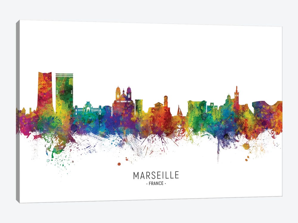 Marseille France Skyline by Michael Tompsett 1-piece Canvas Artwork