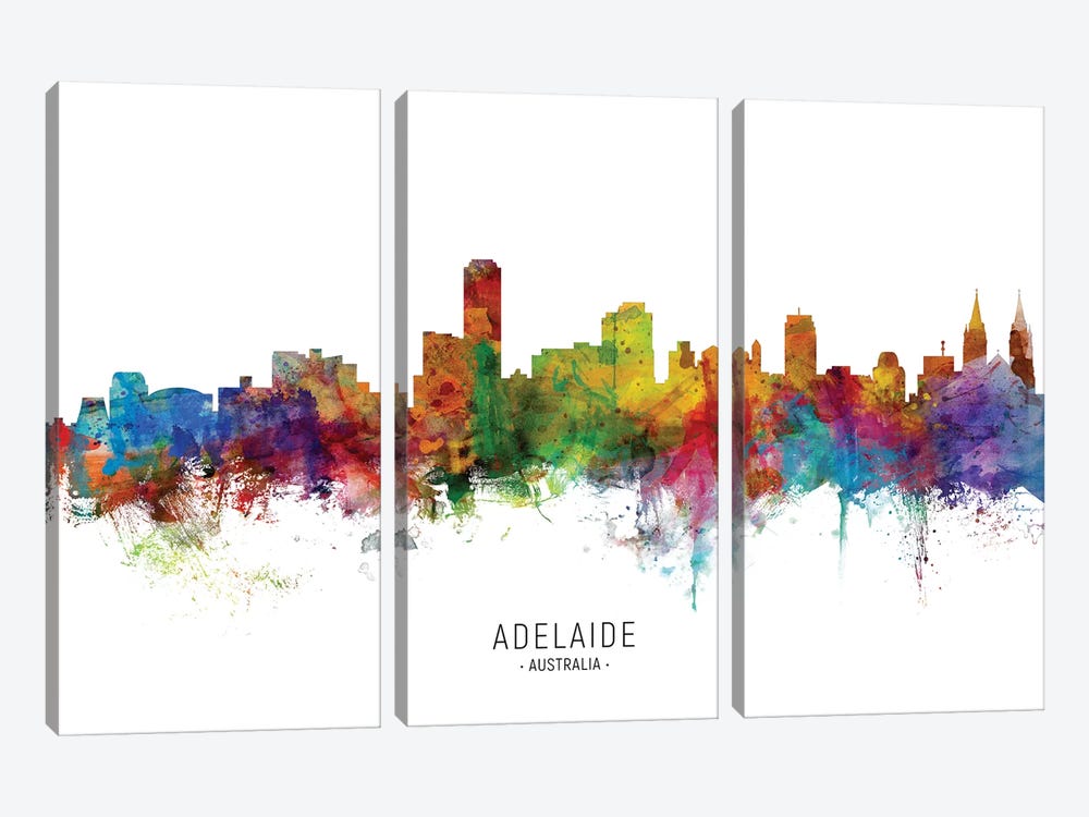 Adelaide Australia Skyline by Michael Tompsett 3-piece Canvas Print