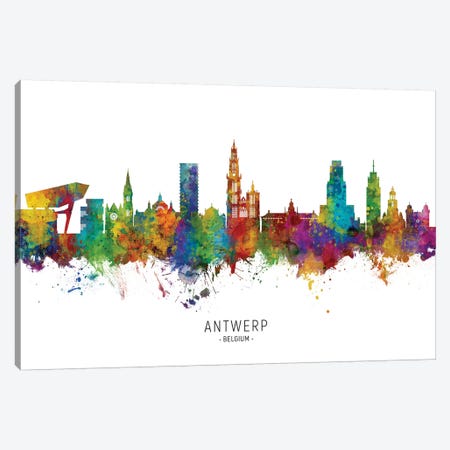Antwerp Belgium Skyline Canvas Print #MTO2201} by Michael Tompsett Canvas Artwork
