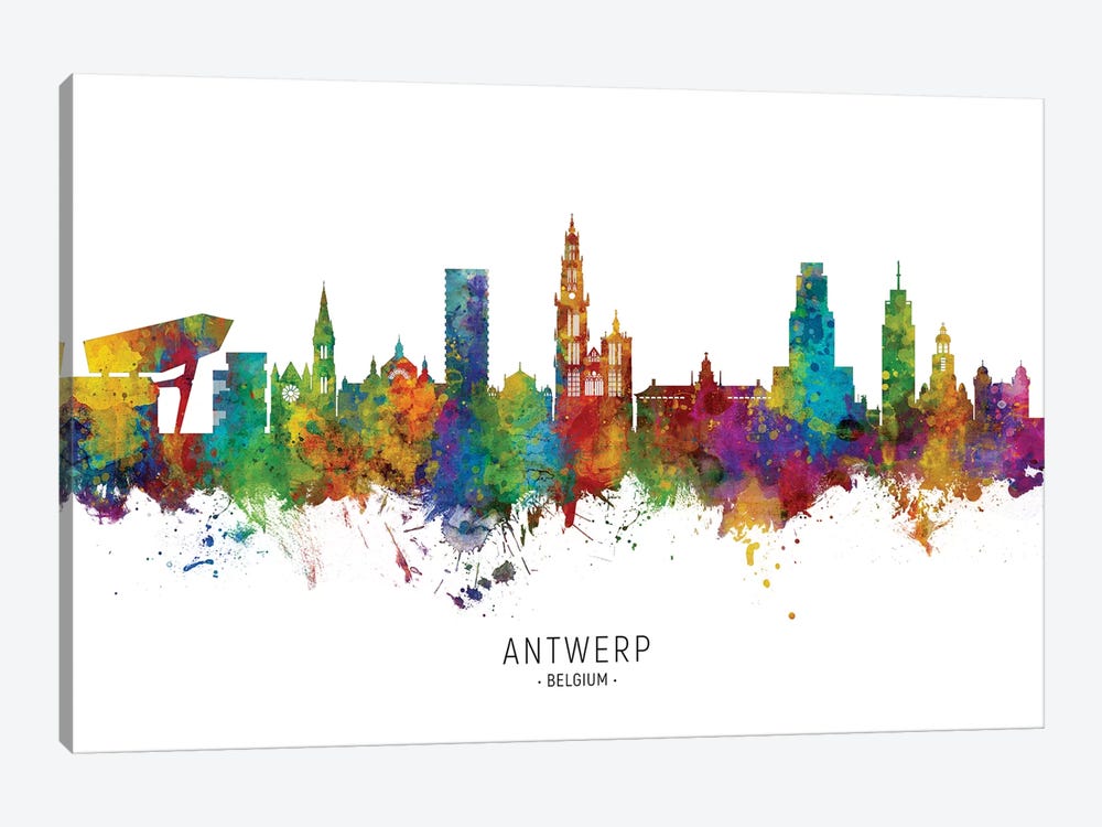 Antwerp Belgium Skyline by Michael Tompsett 1-piece Art Print
