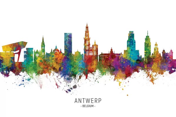 Antwerp: Antwerp Belgium Skyline by Michael Tompsett