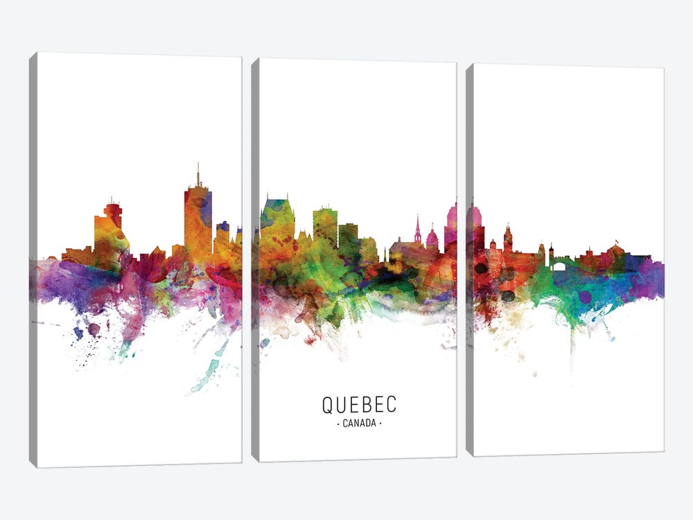 Quebec Canada Skyline by Michael Tompsett 3-piece Canvas Artwork