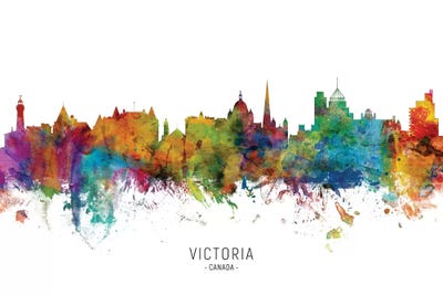 Victoria Canada Skyline by Michael Tompsett framed wall art