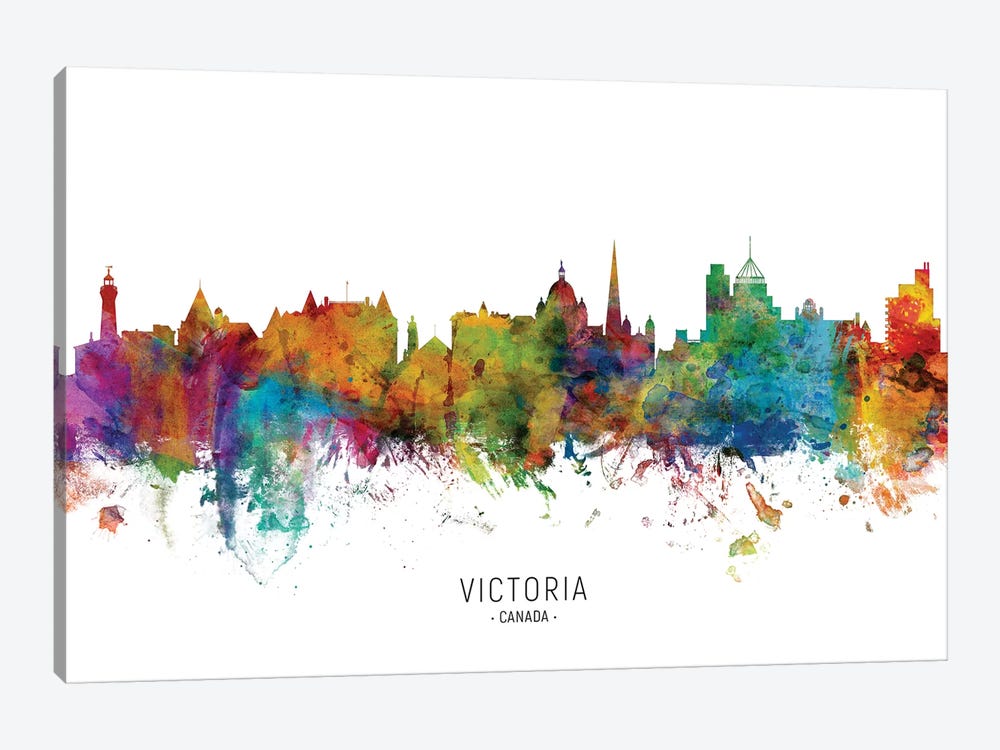 Victoria Canada Skyline by Michael Tompsett 1-piece Art Print