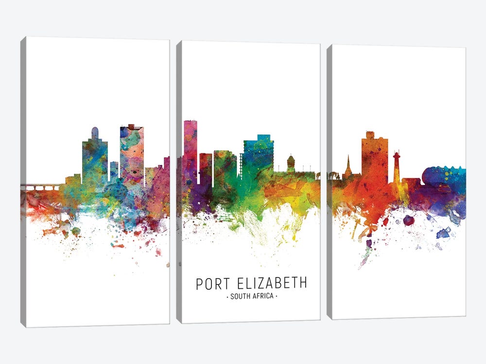 Port Elizabeth Skyline by Michael Tompsett 3-piece Canvas Artwork
