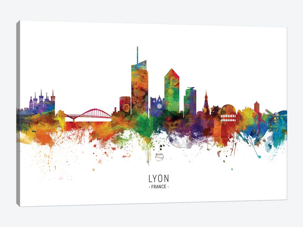 Lyon France Skyline by Michael Tompsett 1-piece Canvas Art Print