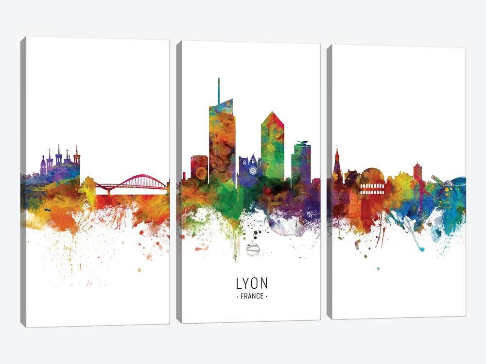 Lyon France Skyline by Michael Tompsett 3-piece Art Print