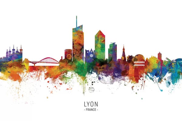 Auvergne-Rhône-Alpes: Lyon France Skyline by Michael Tompsett