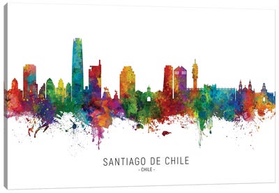Santiago De Chile Skyline Canvas Art Print - South America Art