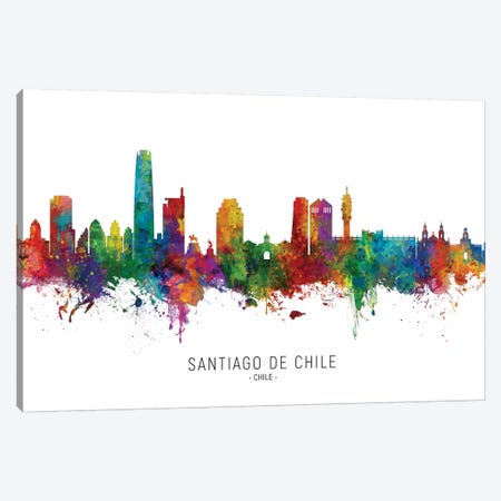 Santiago De Chile Skyline Canvas Print #MTO2208} by Michael Tompsett Canvas Artwork