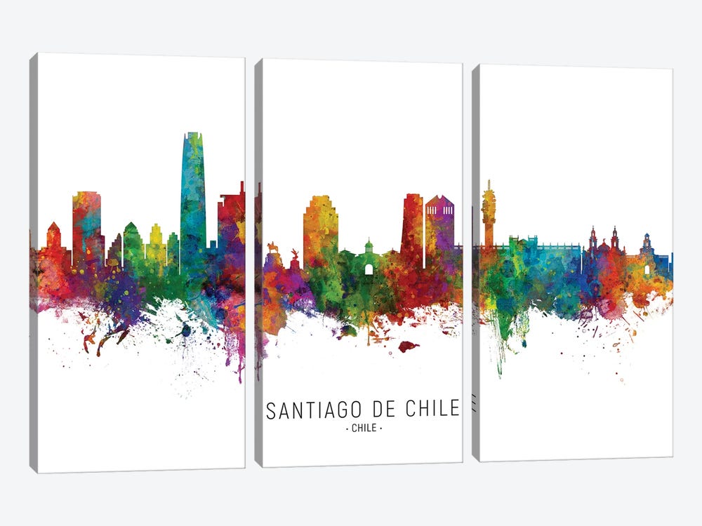 Santiago De Chile Skyline by Michael Tompsett 3-piece Canvas Art