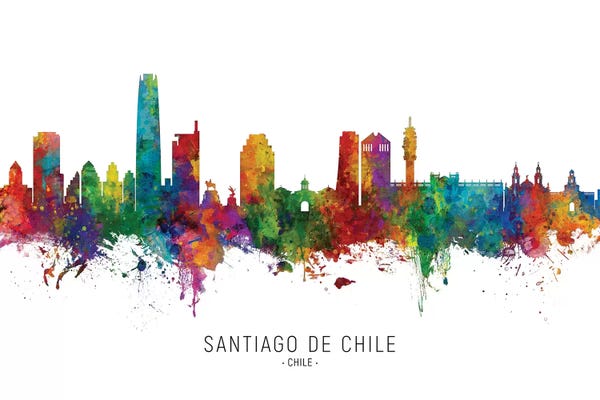 Typography: Santiago De Chile Skyline by Michael Tompsett
