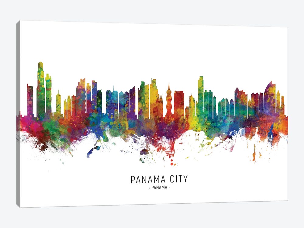 Panama City Skyline by Michael Tompsett 1-piece Canvas Art Print