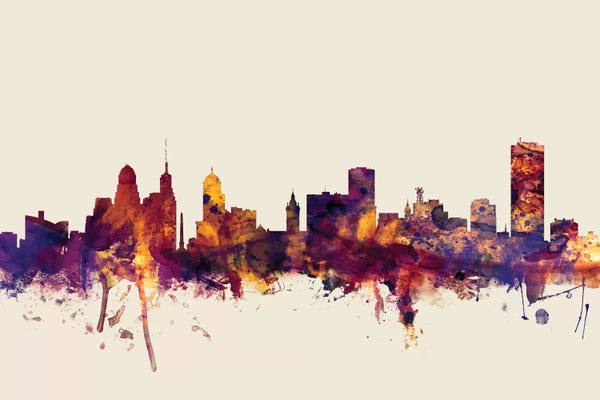 Buffalo: Buffalo, New York, USA On Beige by Michael Tompsett